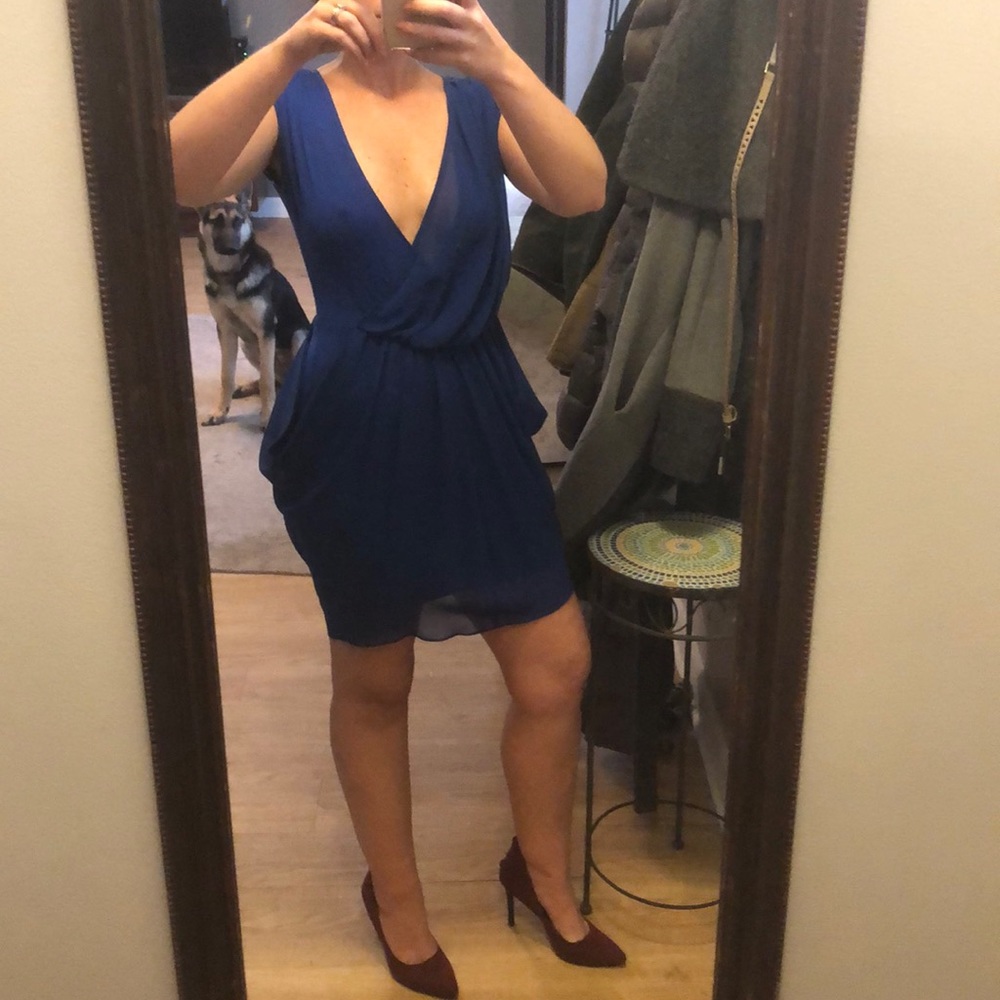 Bebe asymmetrical pocket detail mini dress